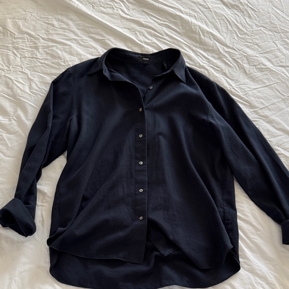 Theory Black Button Down Shirt